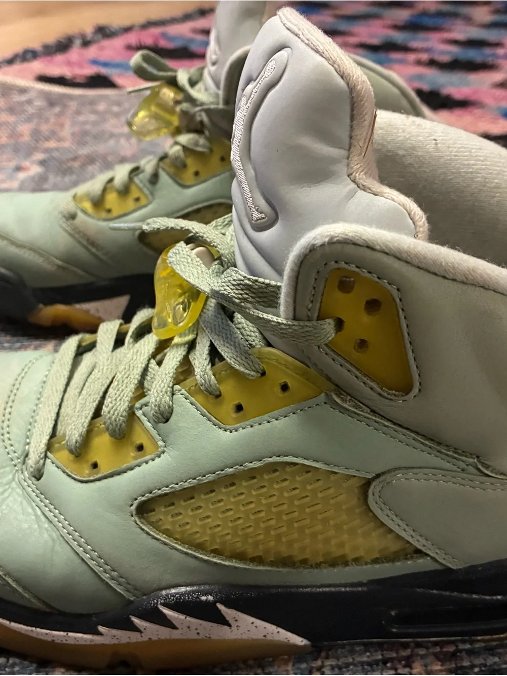 Jordan High-Top Sneakers in Mint Green and Yellow Accents